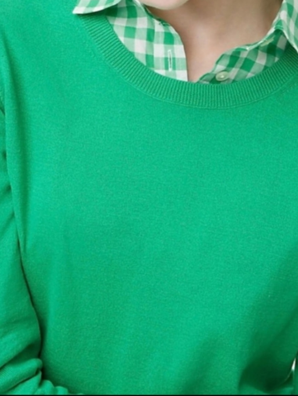 J. Crew Teddie Women's Kelly Green Crewneck Sweater 100% Cotton Medium - Picture 5 of 16